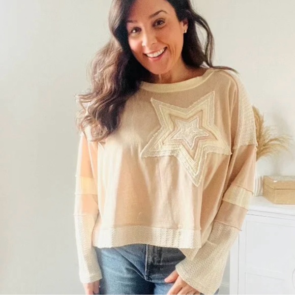 💕POL “ Houston 5 “ POL Star Patch Top Relaxed Fit Shirt LARGE - Picture 6 of 7